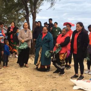 With People’s representative, district & town officers, Hihifo community members and Youth. Saying our prayer before we clean up the coastal area for Climate Change Week. 